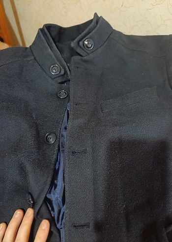 Düğmeli Siyah Erkek Kaban - Görsel 2