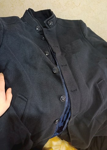 Düğmeli Siyah Erkek Kaban - Görsel 4