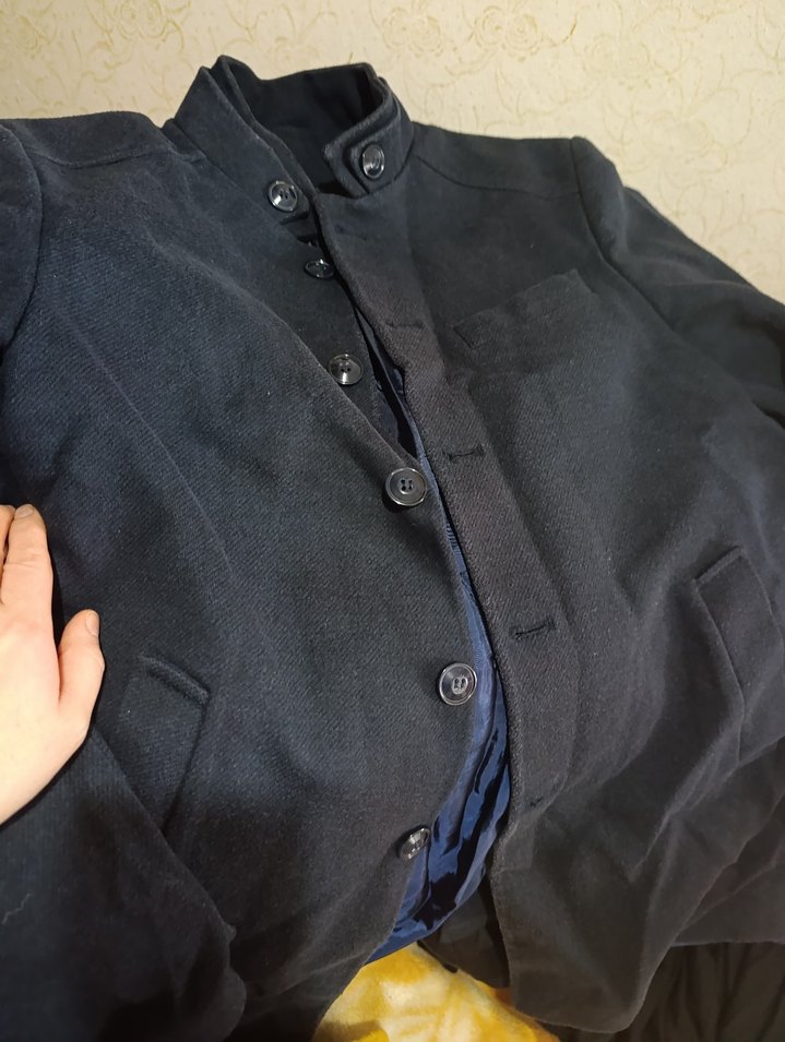 Düğmeli Siyah Erkek Kaban - Görsel 4