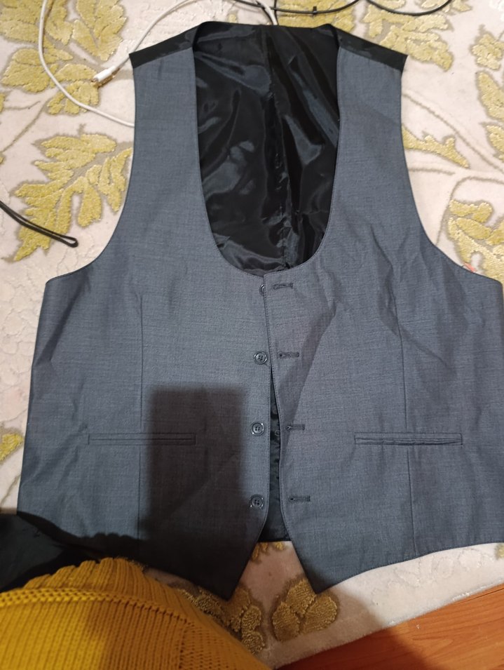 Gri Düğmeli Erkek Yelek - Görsel 2