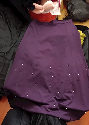 Mor Drapeli Uzun Kadın Etek - Görsel 2