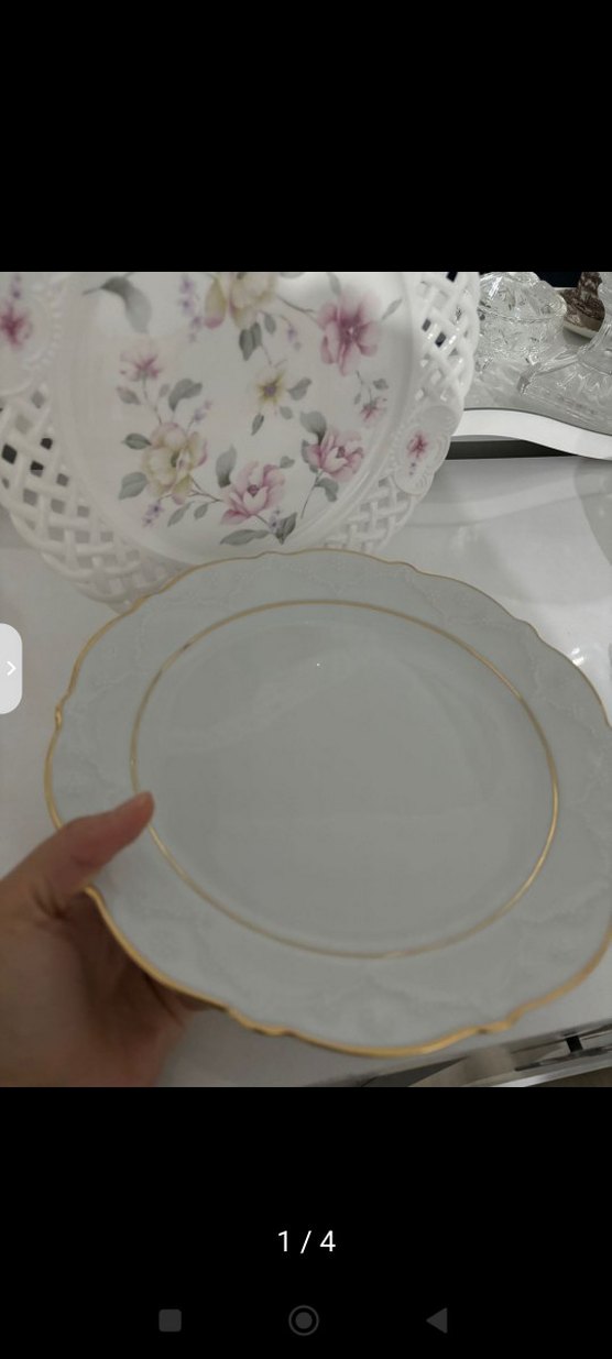 Altın Kenarlı Beyaz Porselen  porland servis tabağı - Görsel 3