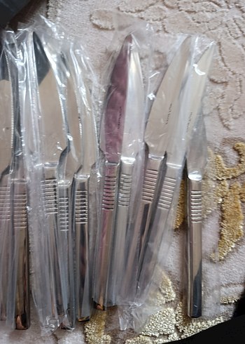 Bej Saplı Gri Bıçak Seti yemek - Görsel 5