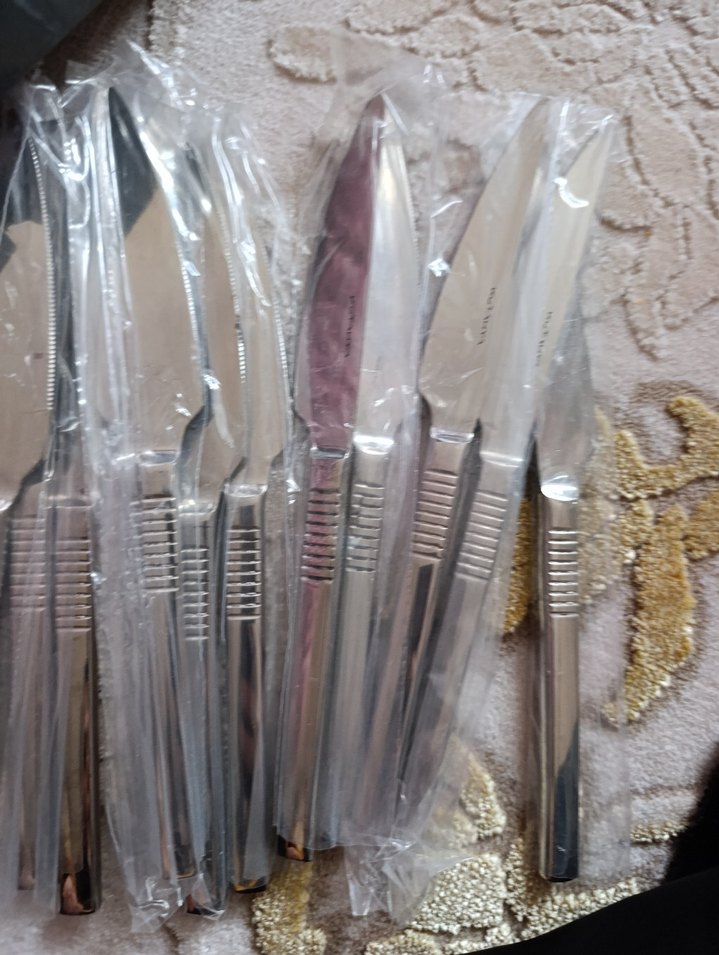 Bej Saplı Gri Bıçak Seti yemek - Görsel 5