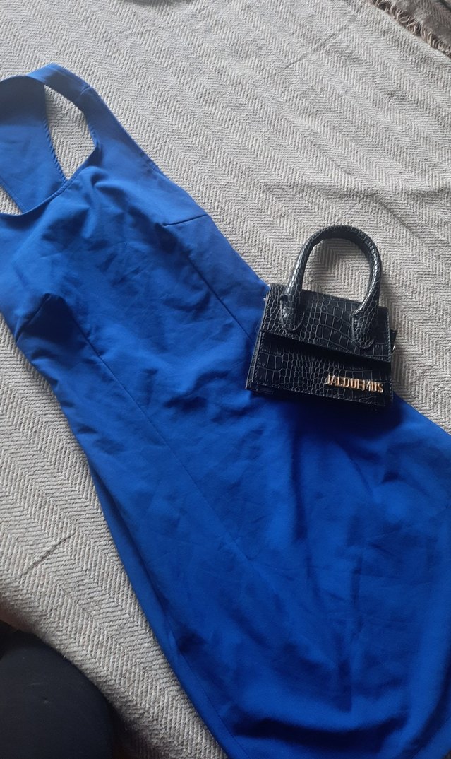 Mavi Mini sırt dekolteli Kadın Elbise - Görsel 2