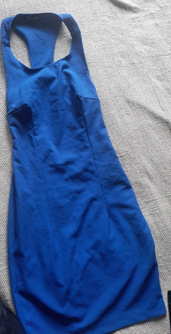 Mavi Mini sırt dekolteli Kadın Elbise - Görsel 4