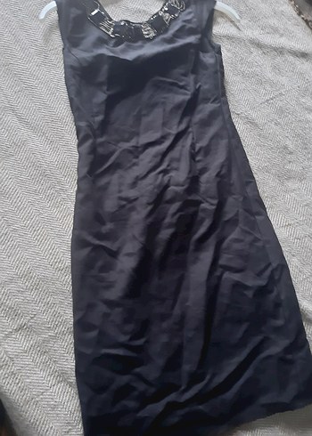 Siyah mini klasik elbise - Görsel 3