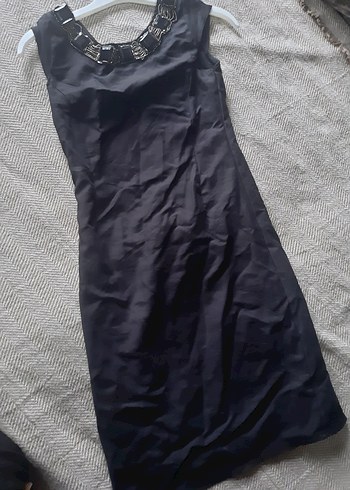 Siyah mini klasik elbise - Görsel 2