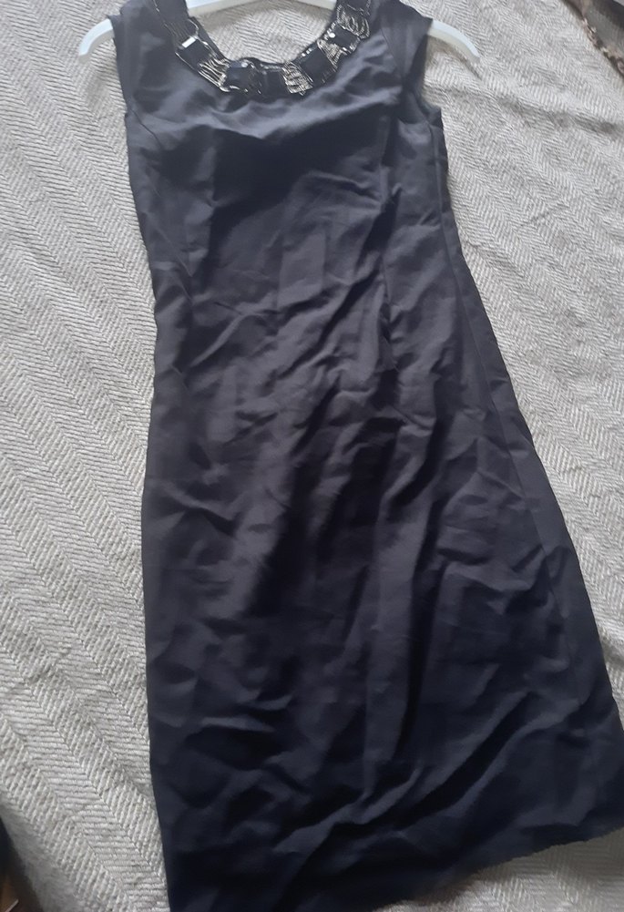 Siyah mini klasik elbise - Görsel 3