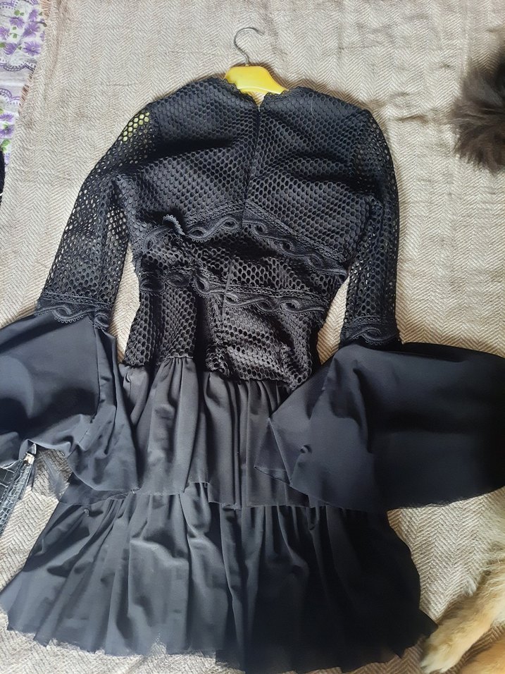 Siyah Fırfırlı Mini Tasarım Elbise - Görsel 5