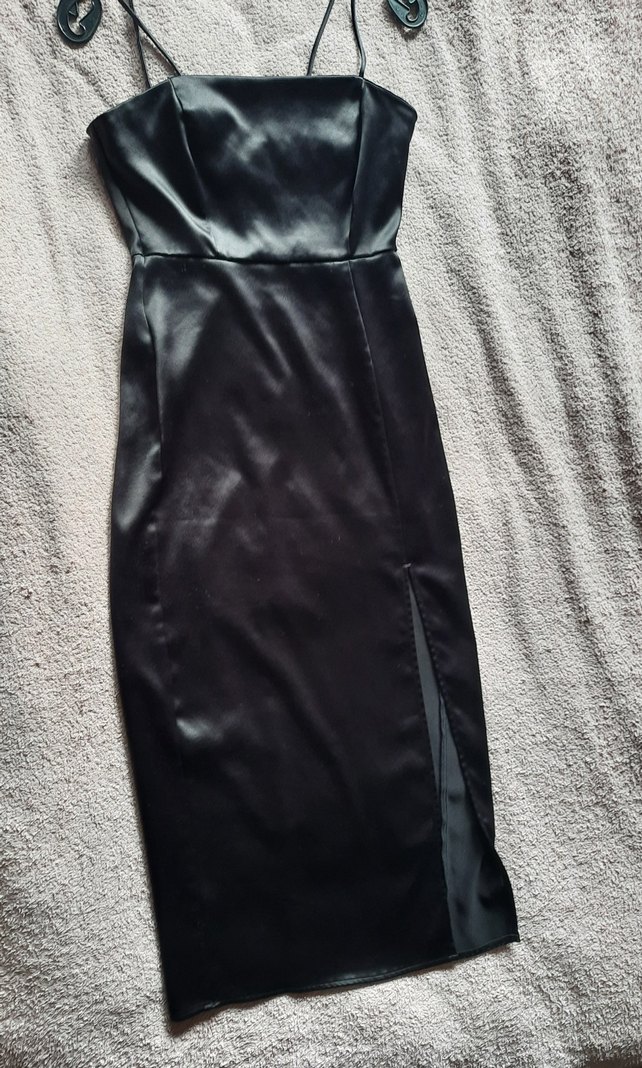 Zara Siyah Uzun İnce Askılı Straplez Elbise - Görsel 2