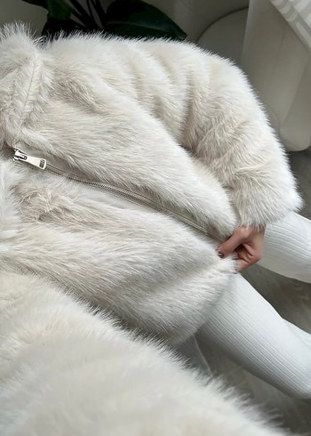 Krem rengi Kürk - Görsel 4