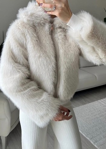 Krem rengi Kürk - Görsel 3