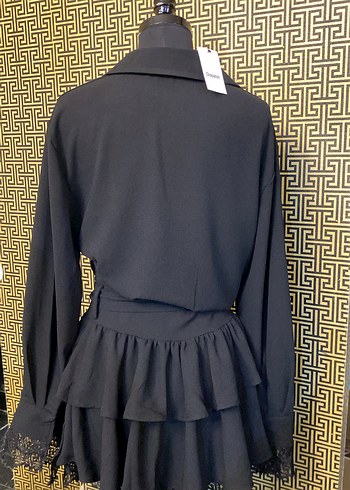 Siyah Gömlek Elbise - Görsel 6