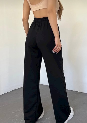 Siyah Kadın Bol Paça Eşofman Altı - Görsel 2