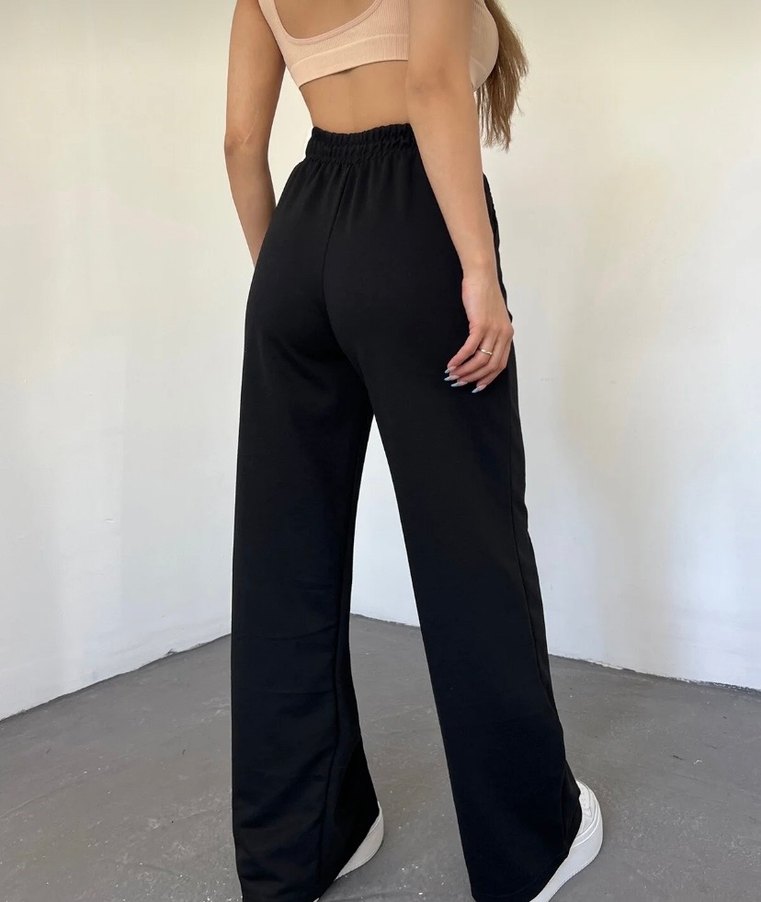 Siyah Kadın Bol Paça Eşofman Altı - Görsel 2