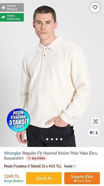 l Beden ten rengi Renk Wrangler Polo yaka SWİTSHİRT