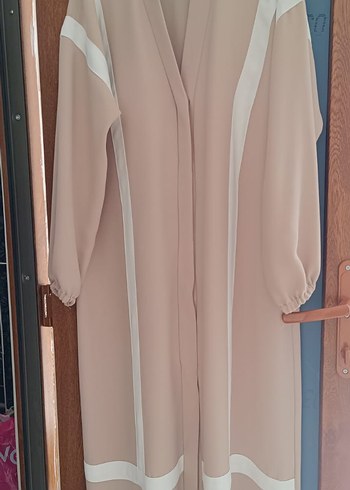 l Beden camel Renk Bej Uzun Kadın Abaya V Yaka