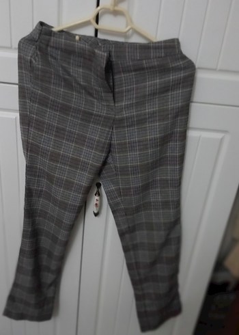 Düğmeli Gri Regular Fit Kadın Pantolon - Görsel 4