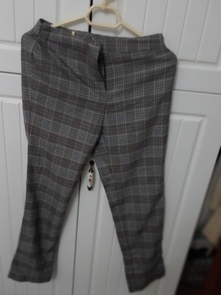 Düğmeli Gri Regular Fit Kadın Pantolon - Görsel 4