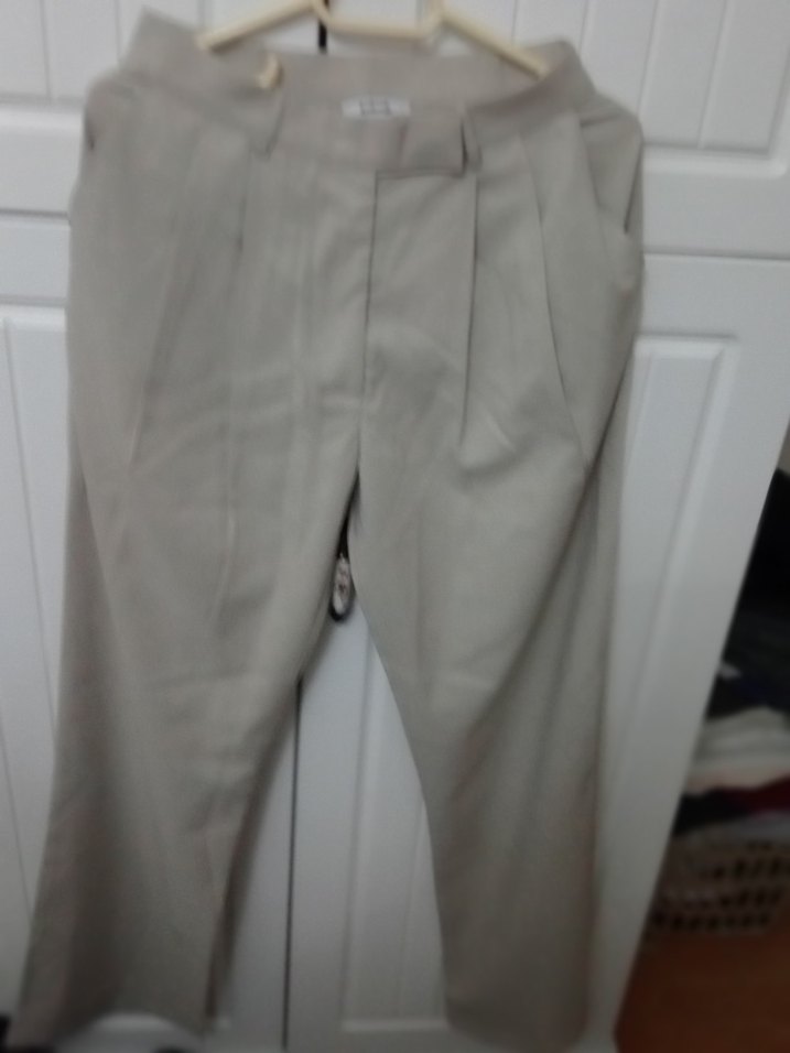 Bej Pilili Kadın Keten Kumaş Pantolon - Görsel 3