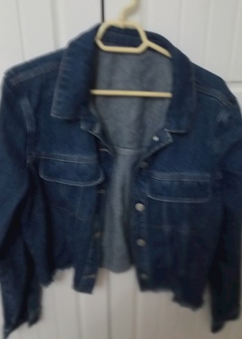 Kadın Mavi Denim Ceket, Düğmeli, Salaş Kesim - Görsel 3