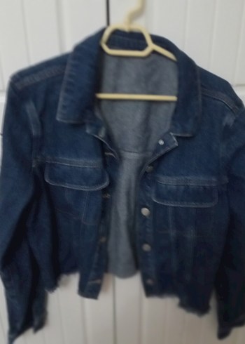 Kadın Mavi Denim Ceket, Düğmeli, Salaş Kesim - Görsel 2