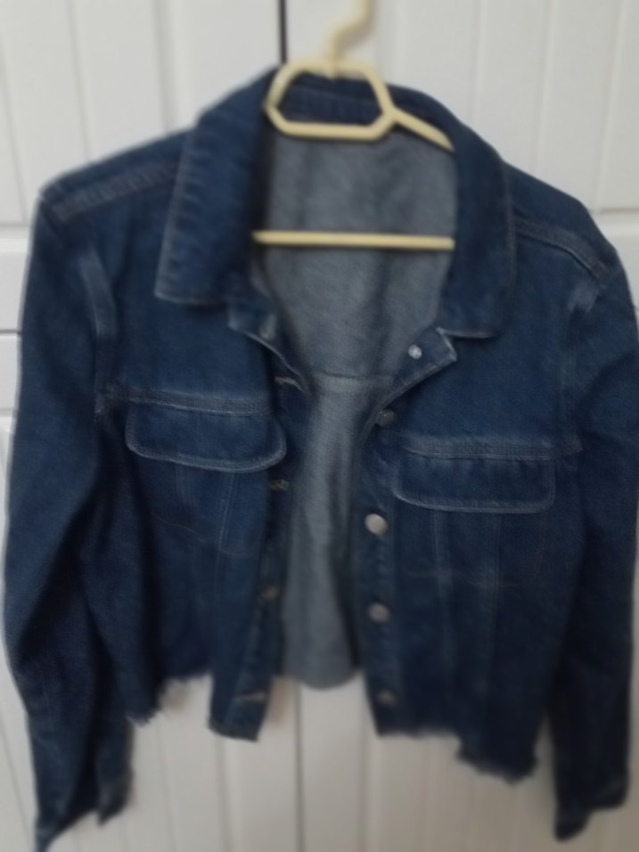 Kadın Mavi Denim Ceket, Düğmeli, Salaş Kesim - Görsel 2