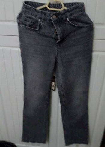 Gri Bol Kesim  Kot Pantolon - Görsel 3