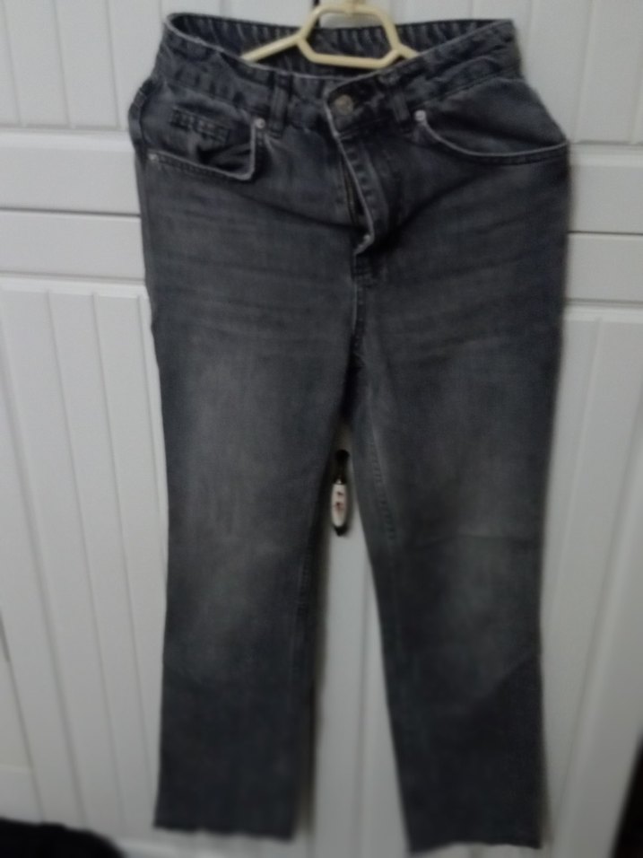 Gri Bol Kesim  Kot Pantolon - Görsel 2