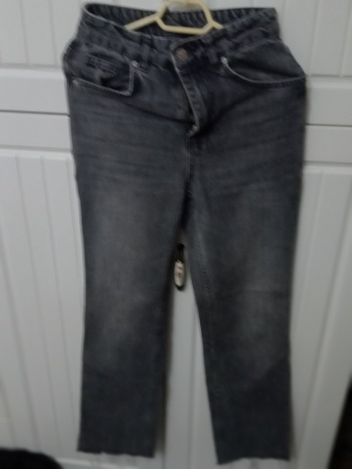 Gri Bol Kesim  Kot Pantolon - Görsel 3