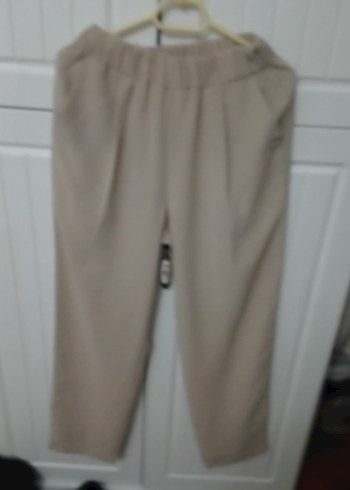 Bej Rahat Kesim Keten Kadın Pantolon - Görsel 4