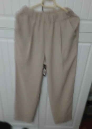 Bej Rahat Kesim Keten Kadın Pantolon - Görsel 2