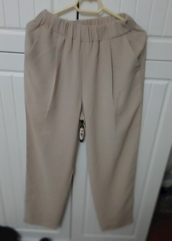 Bej Rahat Kesim Keten Kadın Pantolon - Görsel 3