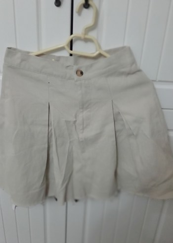 Kız Çocuk Bej Keten Pileli Etek - Görsel 3