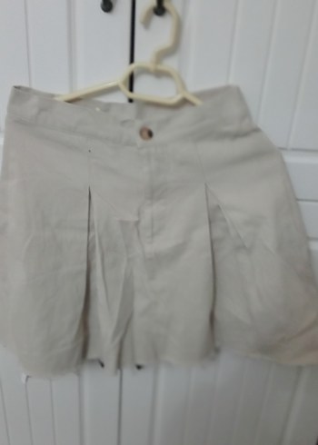 Kız Çocuk Bej Keten Pileli Etek - Görsel 2