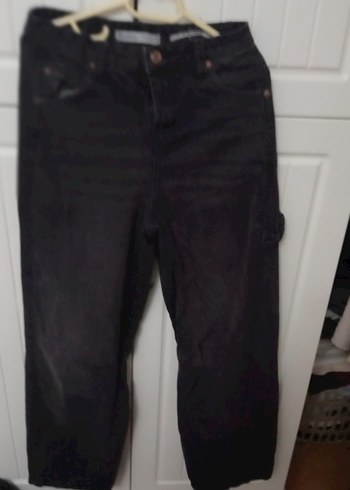 Kadın Siyah Kemerli Loose Fit Jean - Görsel 3