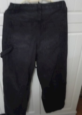 Kadın Siyah Kemerli Loose Fit Jean - Görsel 4