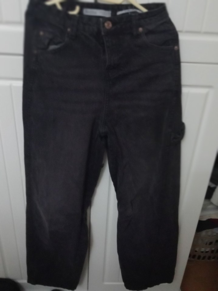 Kadın Siyah Kemerli Loose Fit Jean - Görsel 2