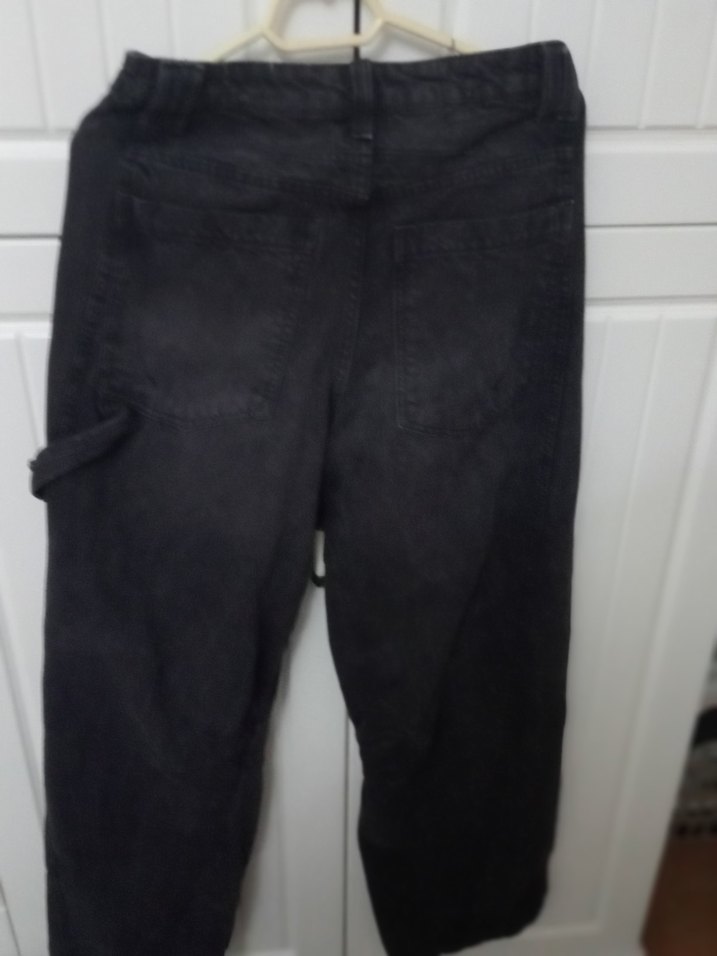 Kadın Siyah Kemerli Loose Fit Jean - Görsel 5