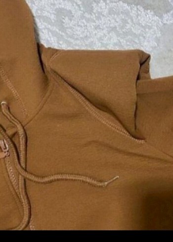 m Beden kahverengi Renk Kahverengi Fermuarlı Kapüşonlu SweatshirtTAKİM