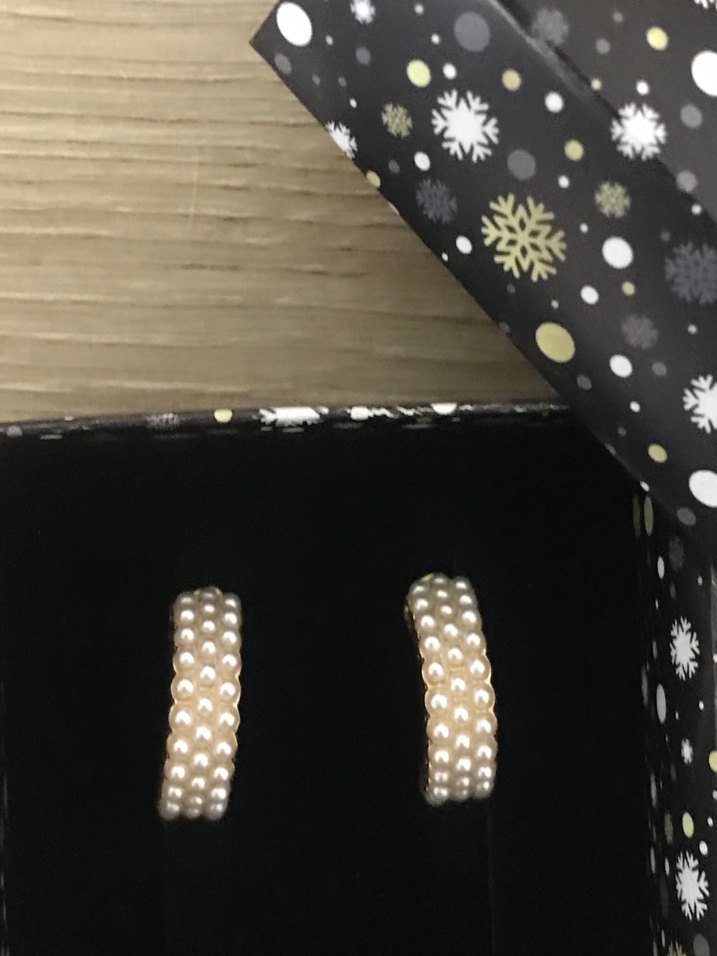 İnci taşlı gold küpe - Görsel 3