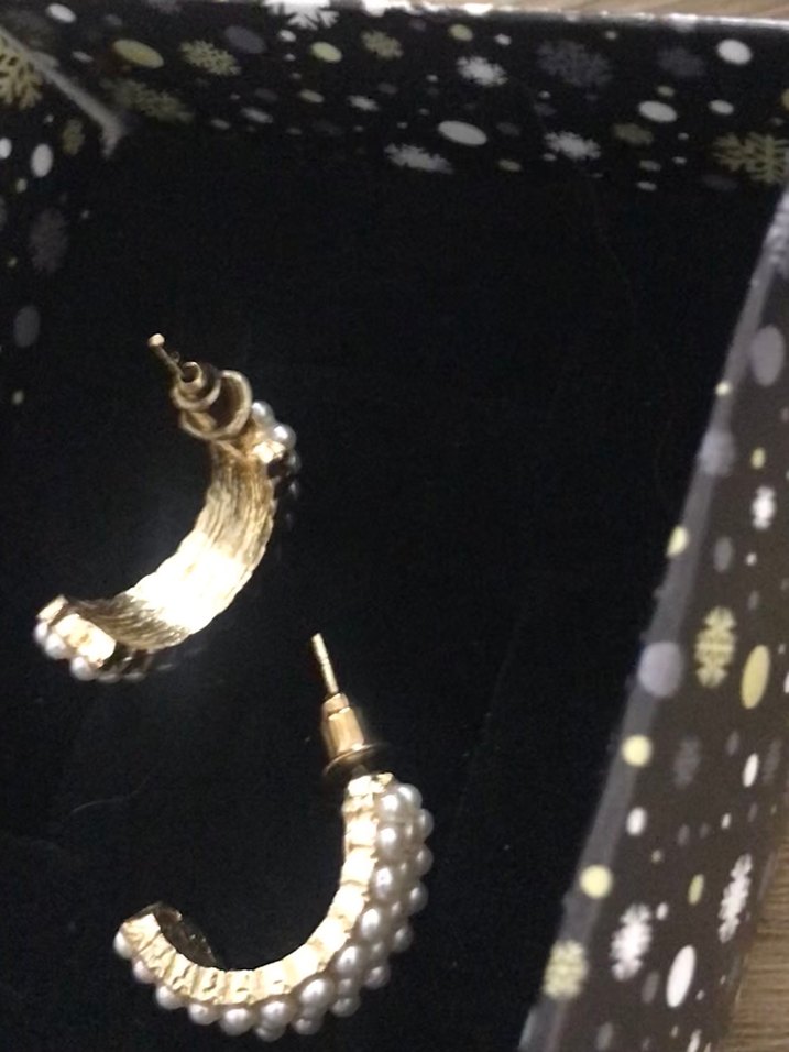 İnci taşlı gold küpe - Görsel 5