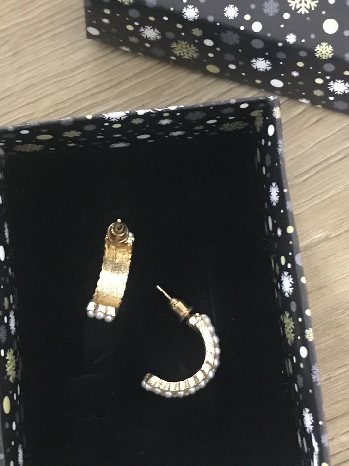 İnci taşlı gold küpe - Görsel 2