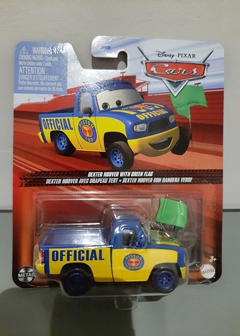 Dexter hoover with green flag disney pixar cars