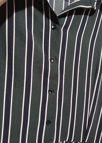 Siyah Çizgili Piliseli Midi Elbise - Görsel 5