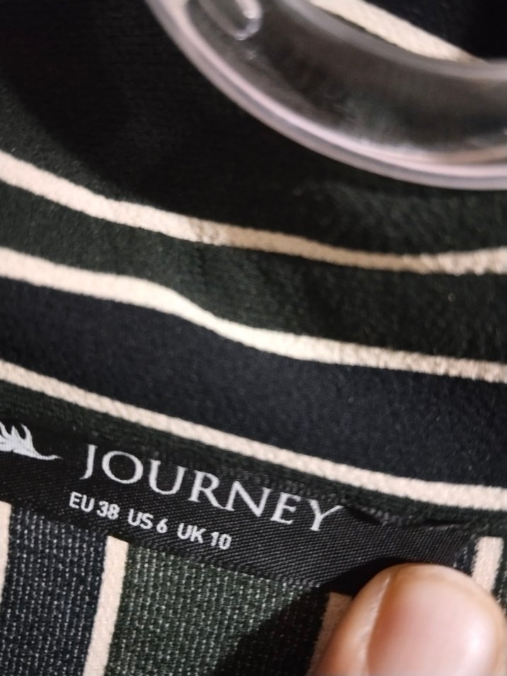 Siyah Çizgili Piliseli Midi Elbise - Görsel 4