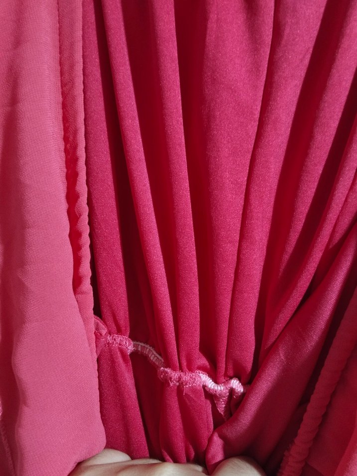 Pembe Midi Straplez Fırfırlı Elbise - Görsel 2