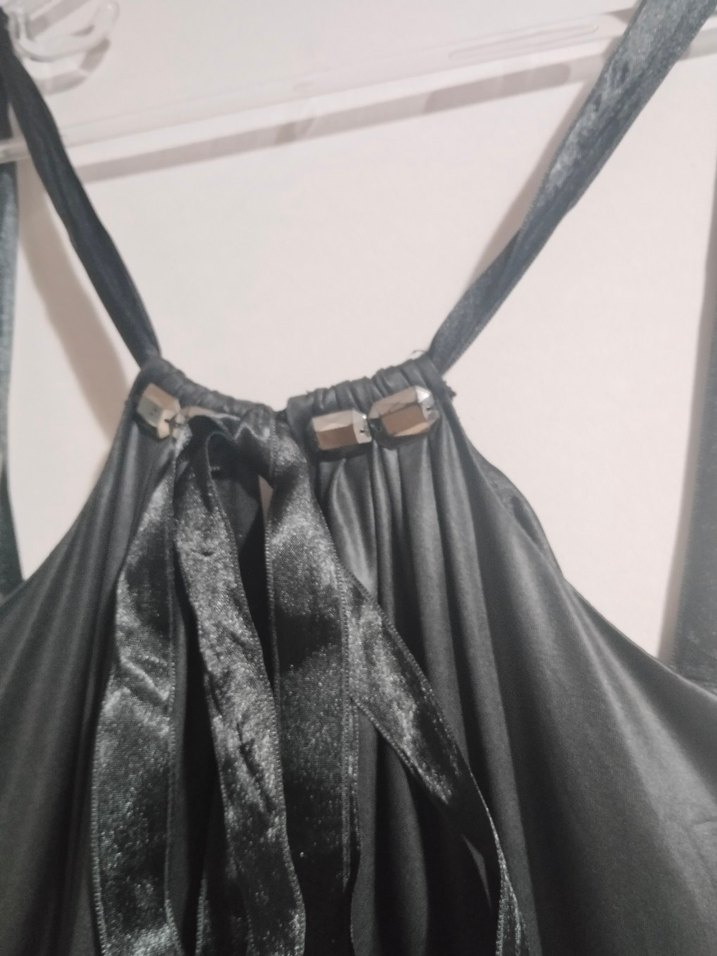 Siyah Midi Halter Yaka Gotik Elbise - Görsel 4