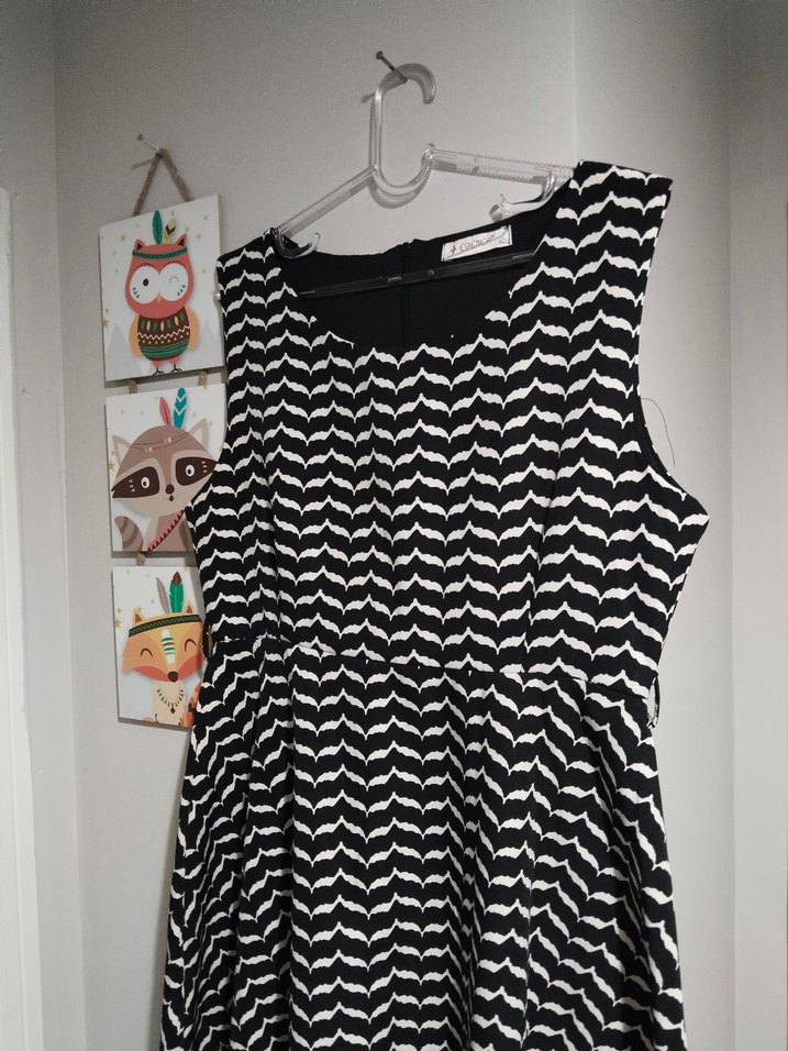 Siyah Beyaz Zebra Desenli Hamile Elbisesi - Görsel 2